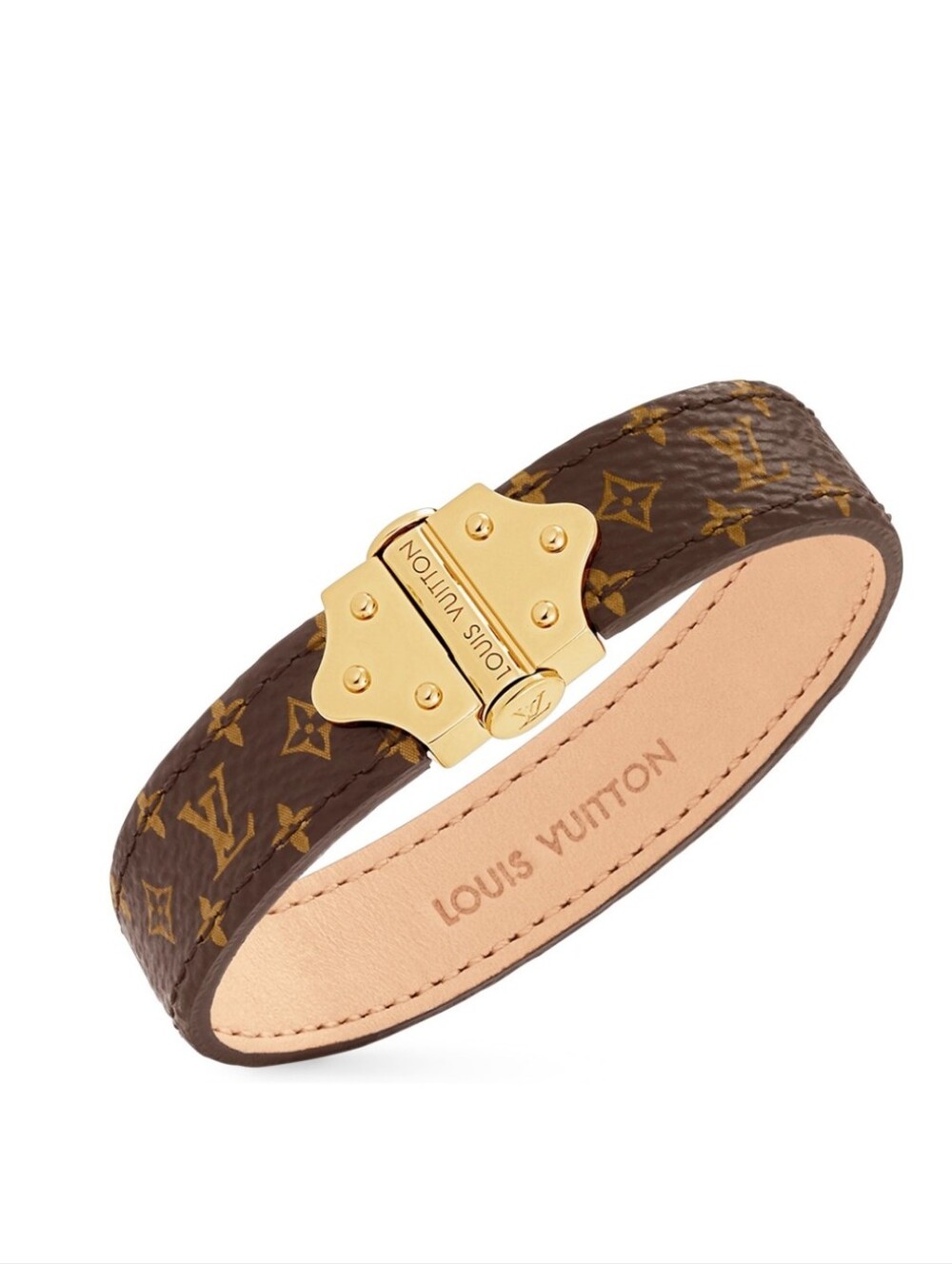 Louis Vuitton Nano Monogram "Spirit" Hinge Bracelet (Model M6689E)